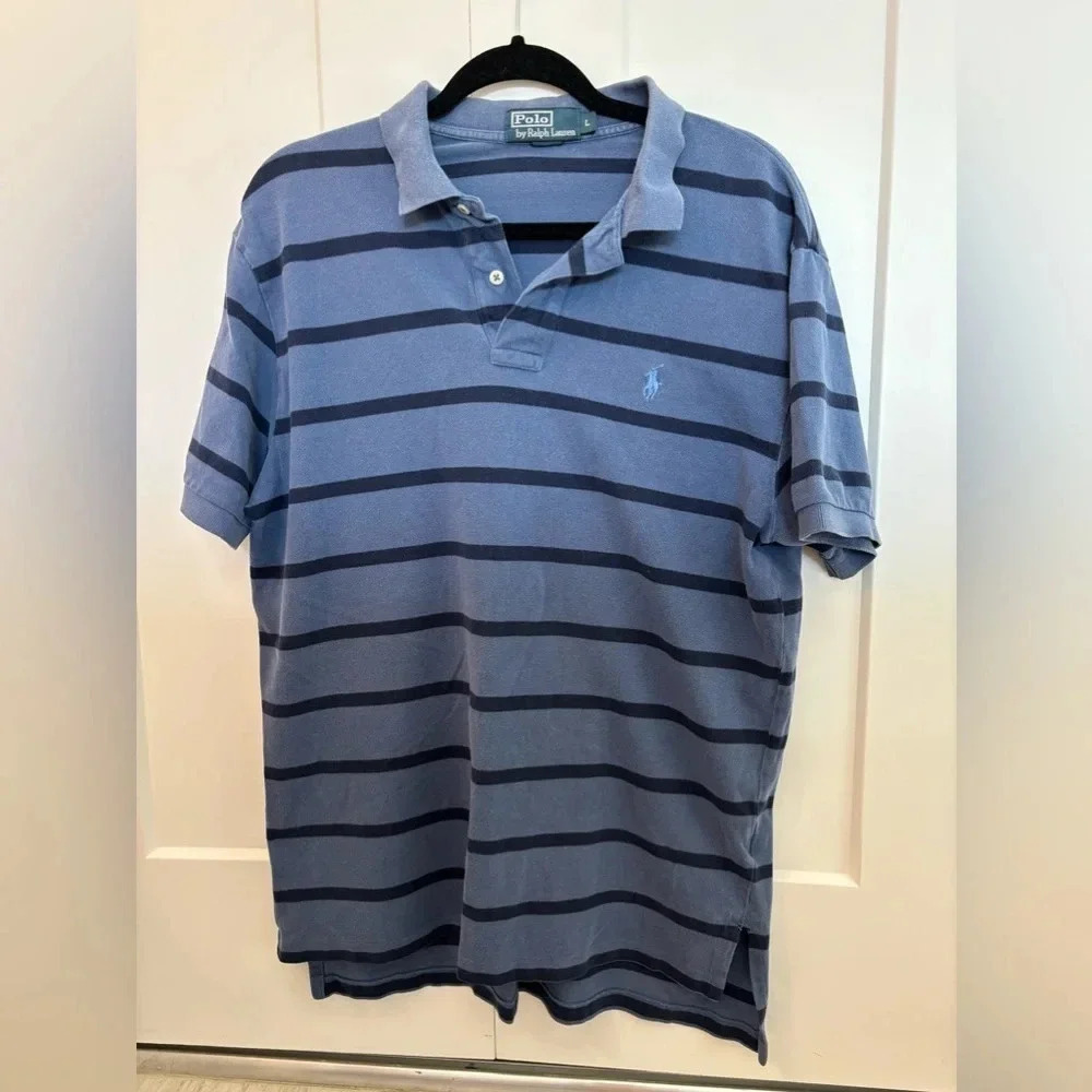 Polo Ralph Lauren Men’s Blue Striped Vintage Polo Size L